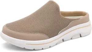 ORNVEION Men'S Mesh Knit Slip-On Platform Mules with Arch Support,Fashion Backless Soft Lightweight Half Sports Shoes Breathable Non-Slip Walking Slippers