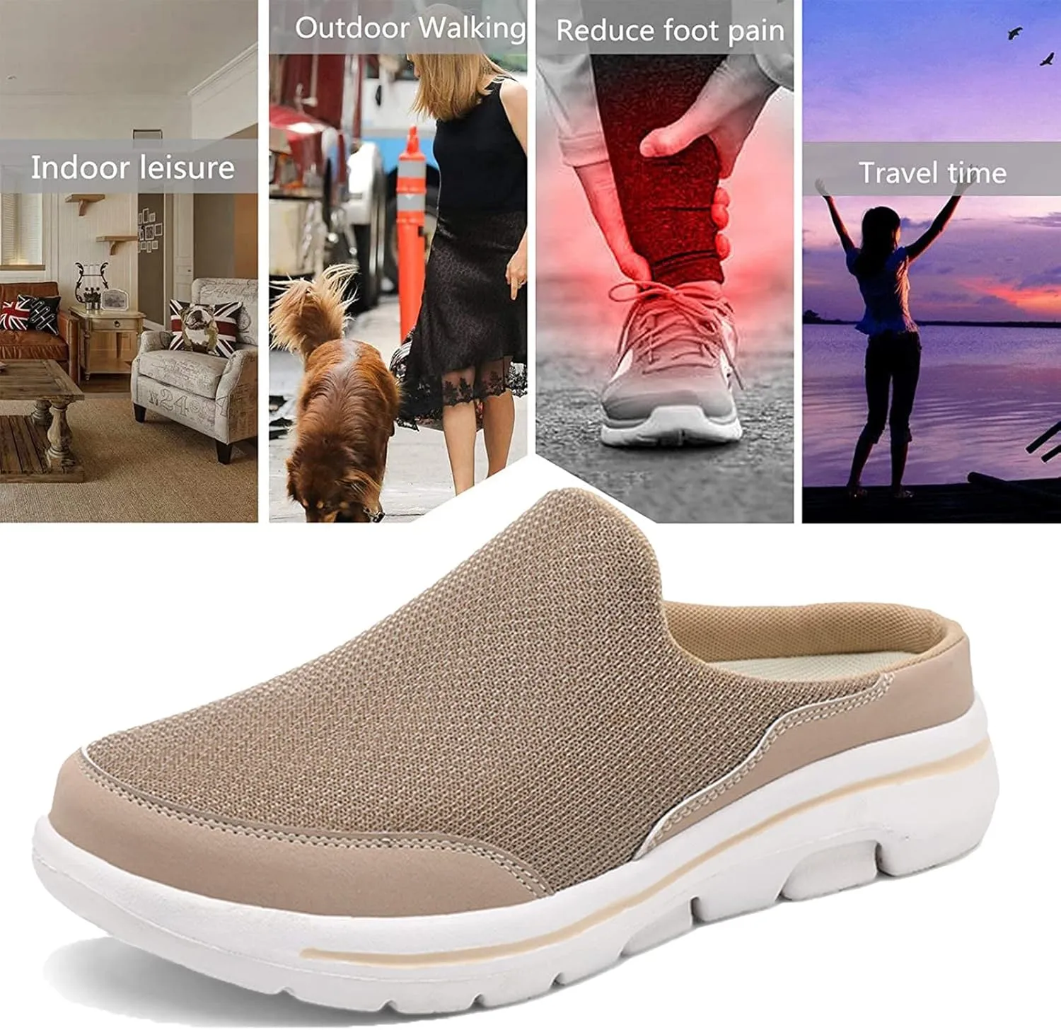 ORNVEION Men'S Mesh Knit Slip-On Platform Mules with Arch Support,Fashion Backless Soft Lightweight Half Sports Shoes Breathable Non-Slip Walking Slippers