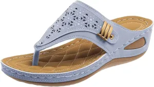 Orthopedic Sandals for Women and Men-Summer 2025 Open-Toe Slippers, PU Lightweight Anti-Slip Sandal with Arch Support Wedge Flip Flops Indoor And Outdoor