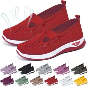 Orthopedic Shoes for Women Lightweight Wide Width Arch Support Woven Mesh Breathable Comfortable Soft Soled Nurse Shoes Slip On Diabetic Sneakers