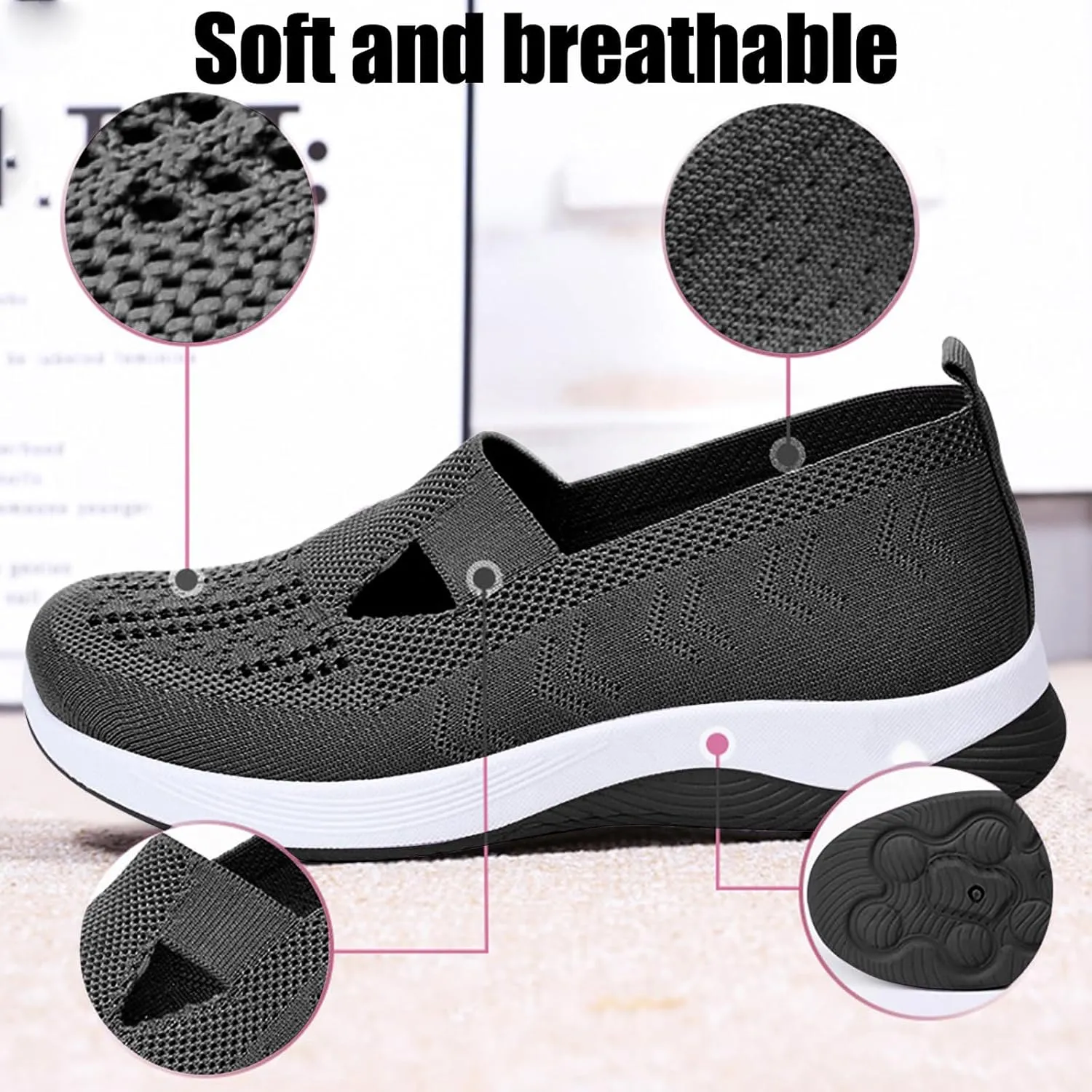 Orthopedic Shoes for Women Woven Orthopedic Breathable Soft Shoes Comfort Wear Orthowear Shoe Mesh Walking Sneakers