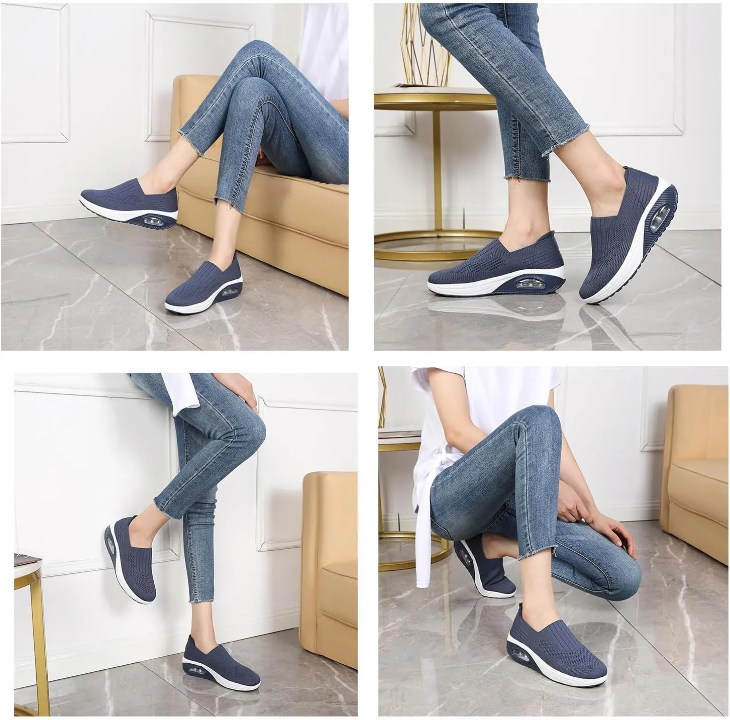 Orthopedic Sneakers for Women New Air Cushion Slip on Walking Shoes Arch Support Lightweight Wedge Walking Sneakers