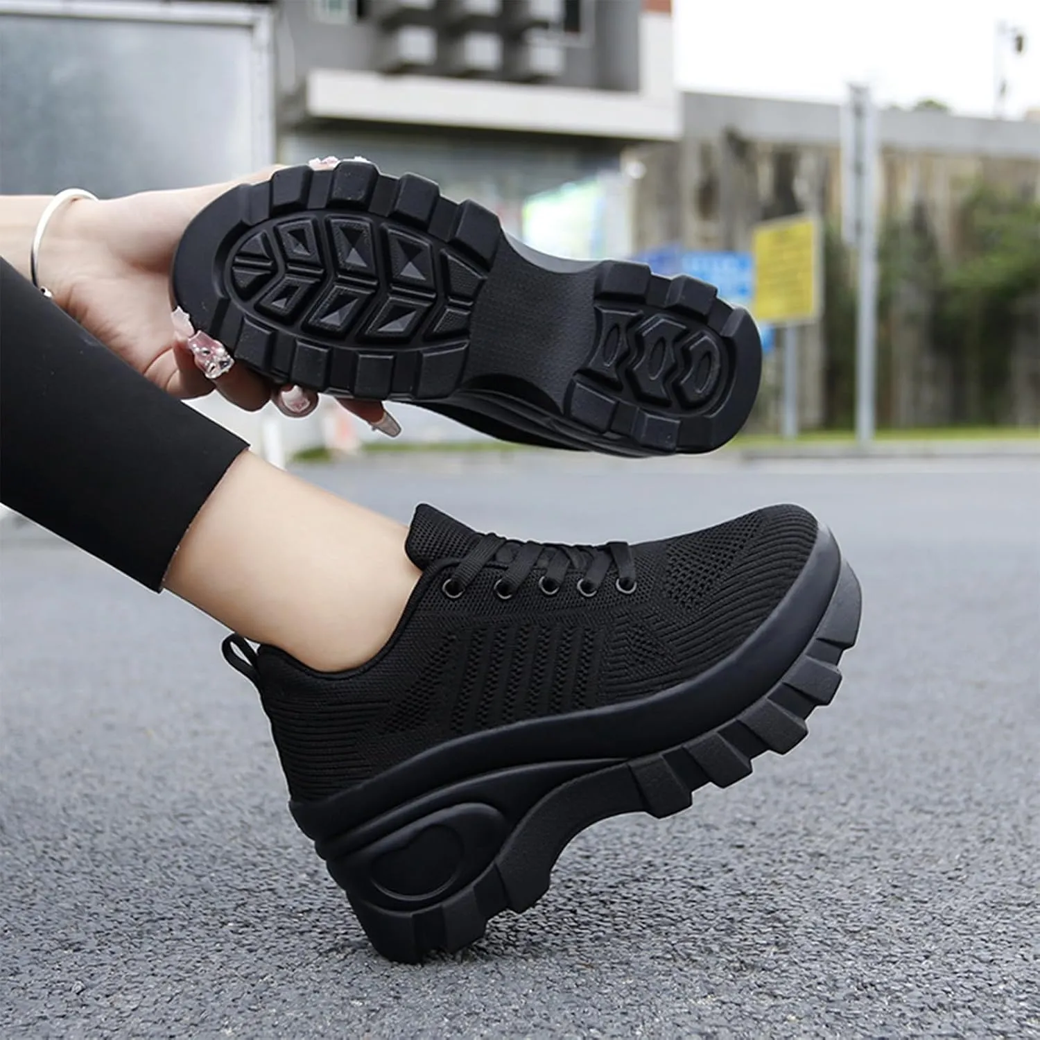 Orthopedic Walking Shoes for Women Chunky Platform Comfort Wedge Walking Shoes for Women Non-Slip Breathable Slip-On Womens Trail Running Shoes