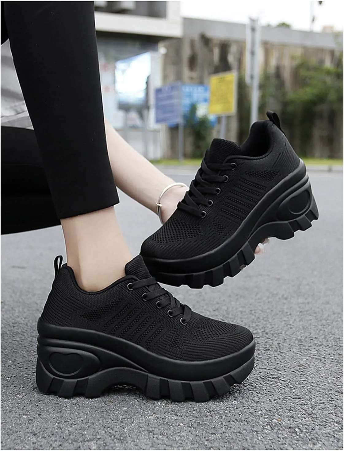 Orthopedic Walking Shoes for Women Chunky Platform Comfort Wedge Walking Shoes for Women Non-Slip Breathable Slip-On Womens Trail Running Shoes