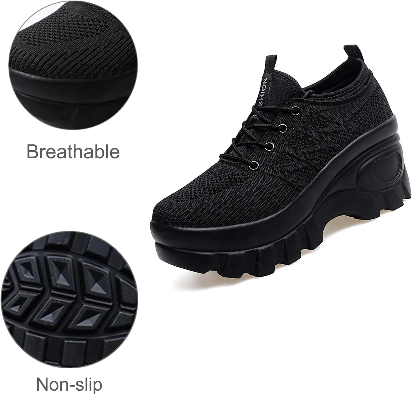 Orthopedic Walking Shoes for Women Chunky Platform Comfort Wedge Walking Shoes for Women Non-Slip Breathable Slip-On Womens Trail Running Shoes
