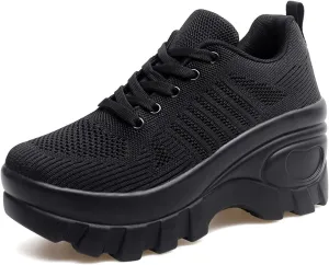 Orthopedic Walking Shoes for Women Chunky Platform Comfort Wedge Walking Shoes for Women Non-Slip Breathable Slip-On Womens Trail Running Shoes
