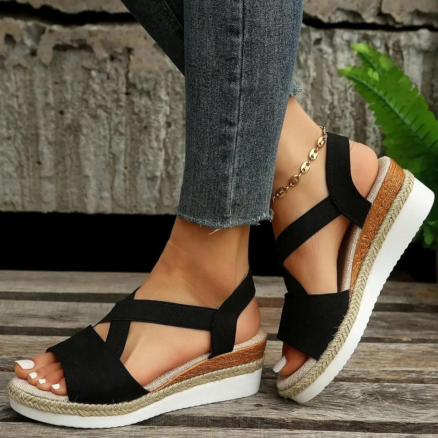 Orthopedic Wedge Sandals for Women Summer Dressy Platform Open Toe Ankle Strap Espadrille Sandals Casual Strappy High Wedges Beach Sandals Dress Shoes Comfortable Outdoor Boho Sandals