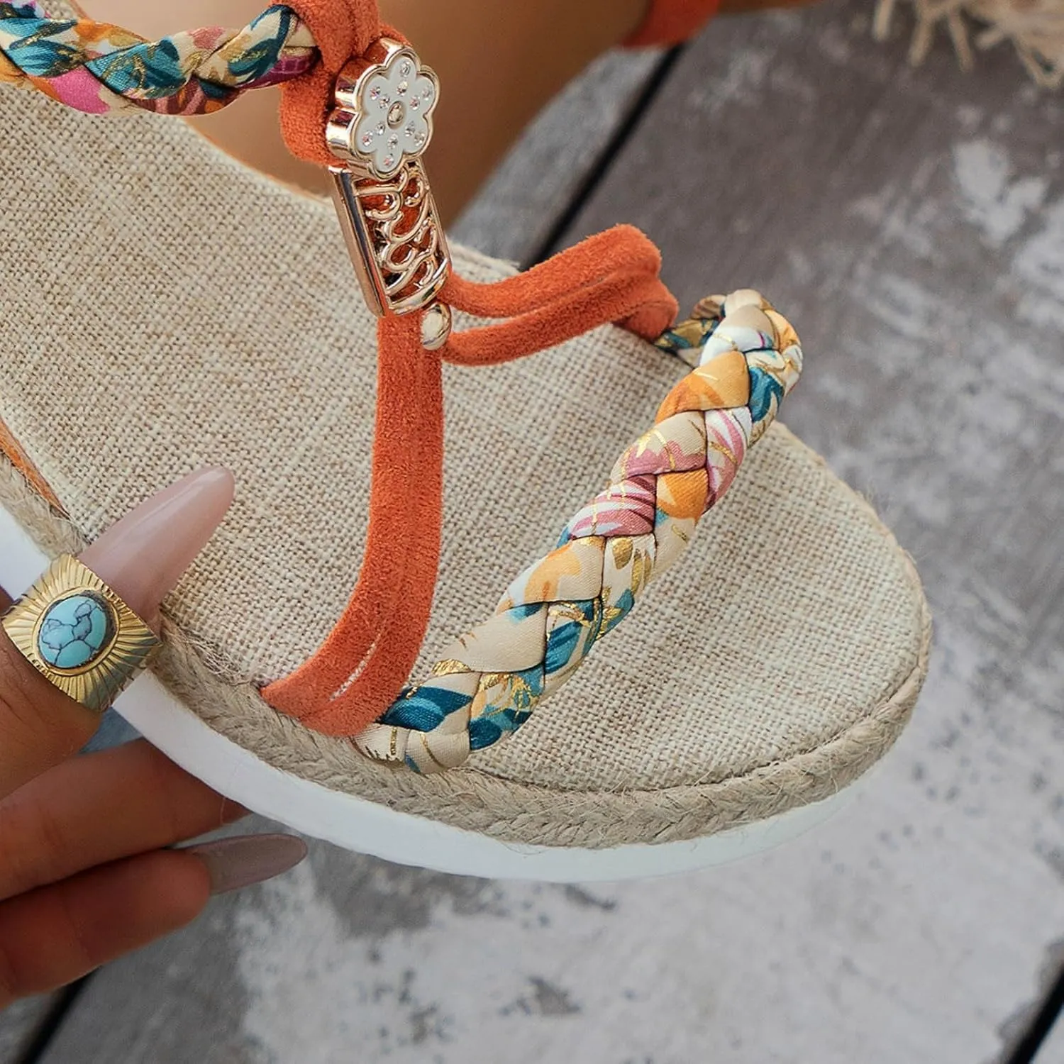 Orthopedic Wedge Sandals for Women Summer Womens Low Wedges Wide Width Beach Platform Sandals Bohemian Woven Sandal