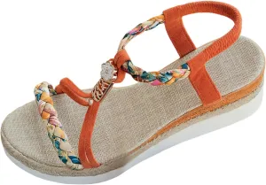 Orthopedic Wedge Sandals for Women Summer Womens Low Wedges Wide Width Beach Platform Sandals Bohemian Woven Sandal