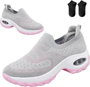 Orthoture Women's Shoes,Air Cushion Slip On Walking Shoes,Arch Support Comfort Breathable Mesh Orthopedic Platform Sneakers