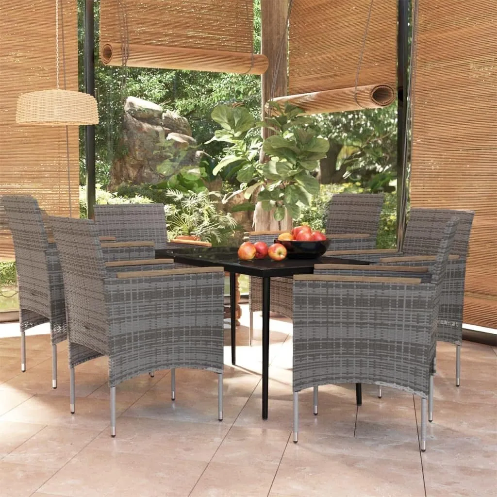 Outdoor Patio Furniture,7 Piece Patio Dining Set with Cushions Gray and BlackDesigned for Camping, Resting, Outdoors.