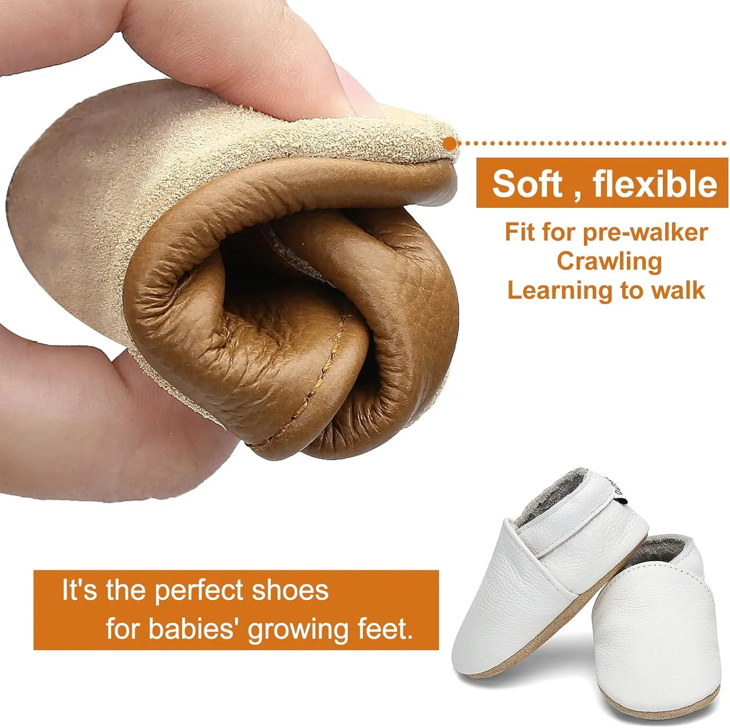 OWLOWLA Soft Sole Baby Shoes Leather Baby First Walking Crib Shoes Slip-on Baby Moccasins Infant Toddler Pre-Walker Shoes for Boy Girl