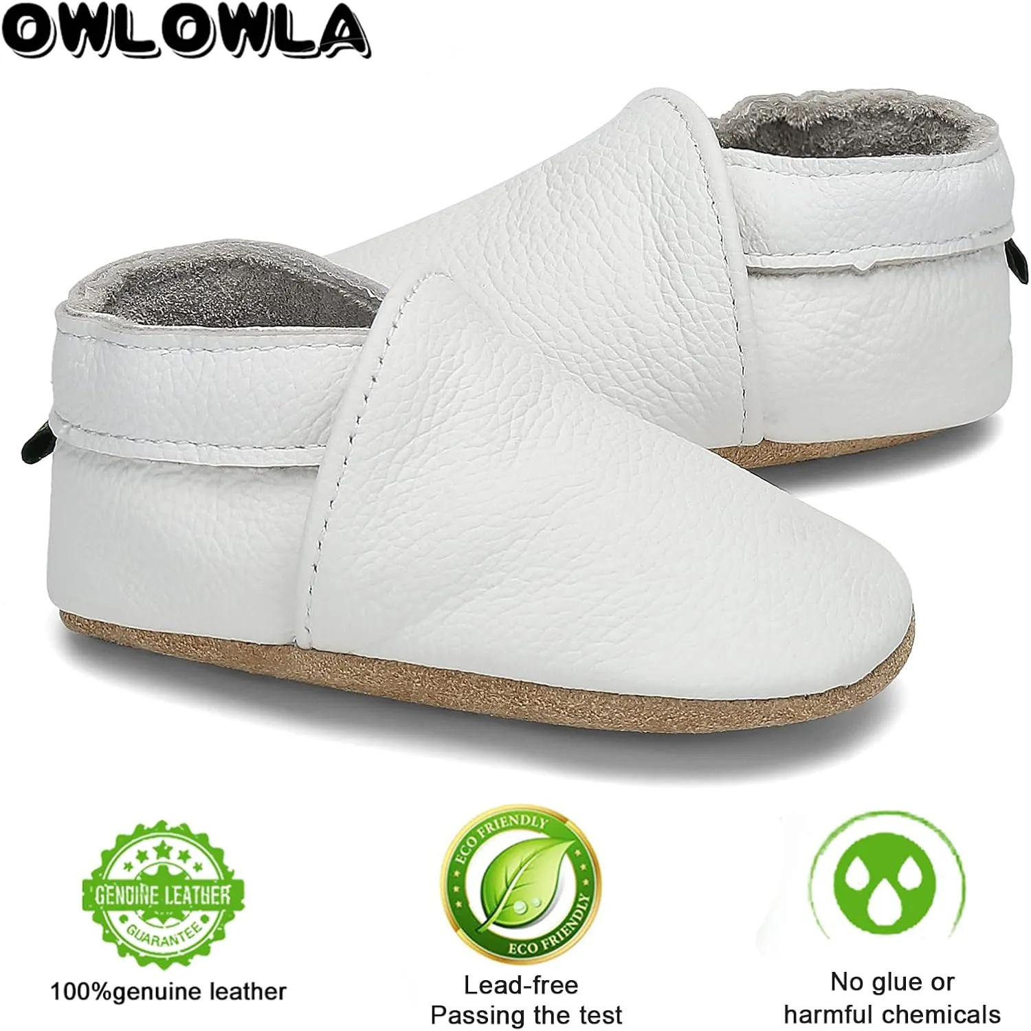 OWLOWLA Soft Sole Baby Shoes Leather Baby First Walking Crib Shoes Slip-on Baby Moccasins Infant Toddler Pre-Walker Shoes for Boy Girl