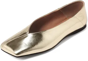 Patent Leather Ballet Flats for Women Fashionable Square Toe Ballet Flats Loafer Shoes for Women Nude Dress Shoes.
