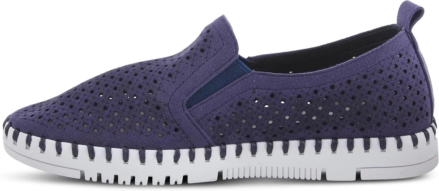 PATRIZIA Surfie Women's Slip-On Shoes – Perforated Microfiber with Leather Insole, Flexible Rubber Sole, and 1" Heel for All-Day Comfort
