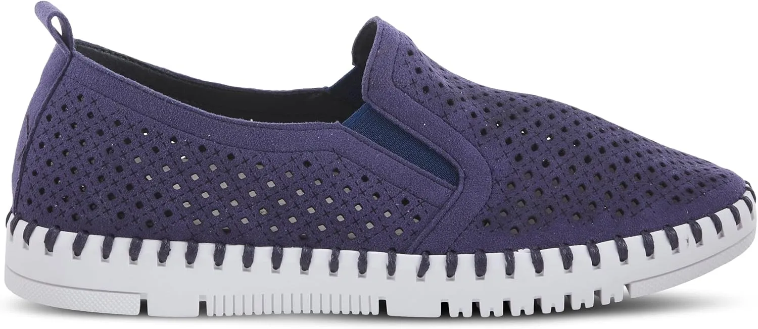 PATRIZIA Surfie Women's Slip-On Shoes – Perforated Microfiber with Leather Insole, Flexible Rubber Sole, and 1" Heel for All-Day Comfort