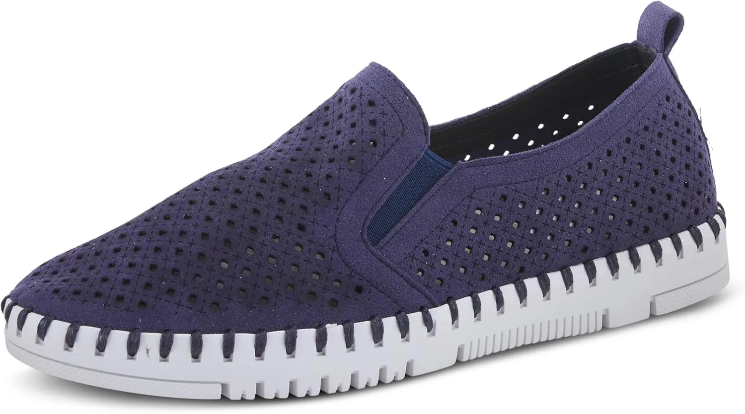 PATRIZIA Surfie Women's Slip-On Shoes – Perforated Microfiber with Leather Insole, Flexible Rubber Sole, and 1" Heel for All-Day Comfort