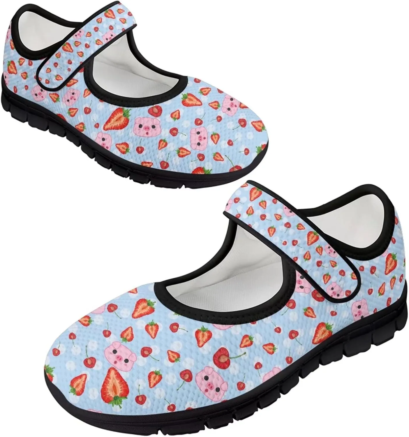 Pig Design Slip On Womens Shoes Casual Comfortable Sneakers Breathable Magic Sticker Convenient Wear Shoes