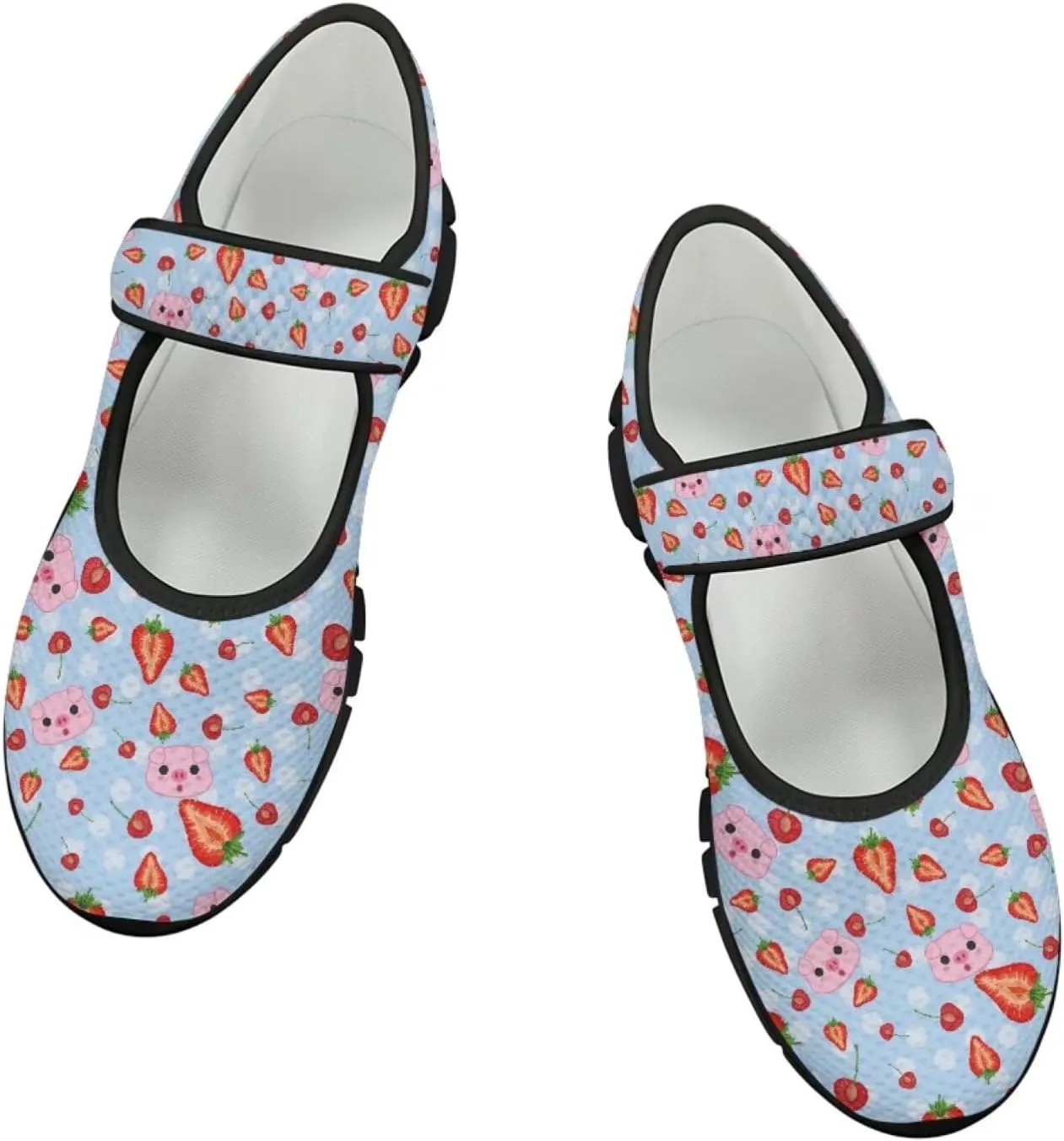 Pig Design Slip On Womens Shoes Casual Comfortable Sneakers Breathable Magic Sticker Convenient Wear Shoes
