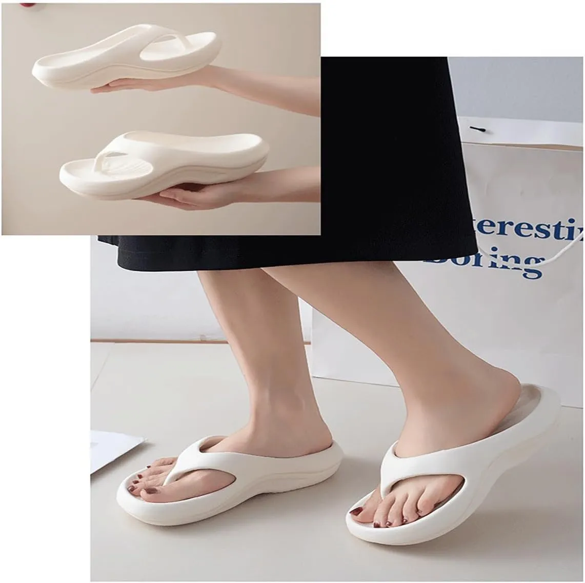 Pillow Arch Support Flip Flops, Orthopedic Sandals for Women Recovery Flip Slides, Plantar Fasciitis Orthopedic Flip Flops, Non-Slip and Soft Comfortable