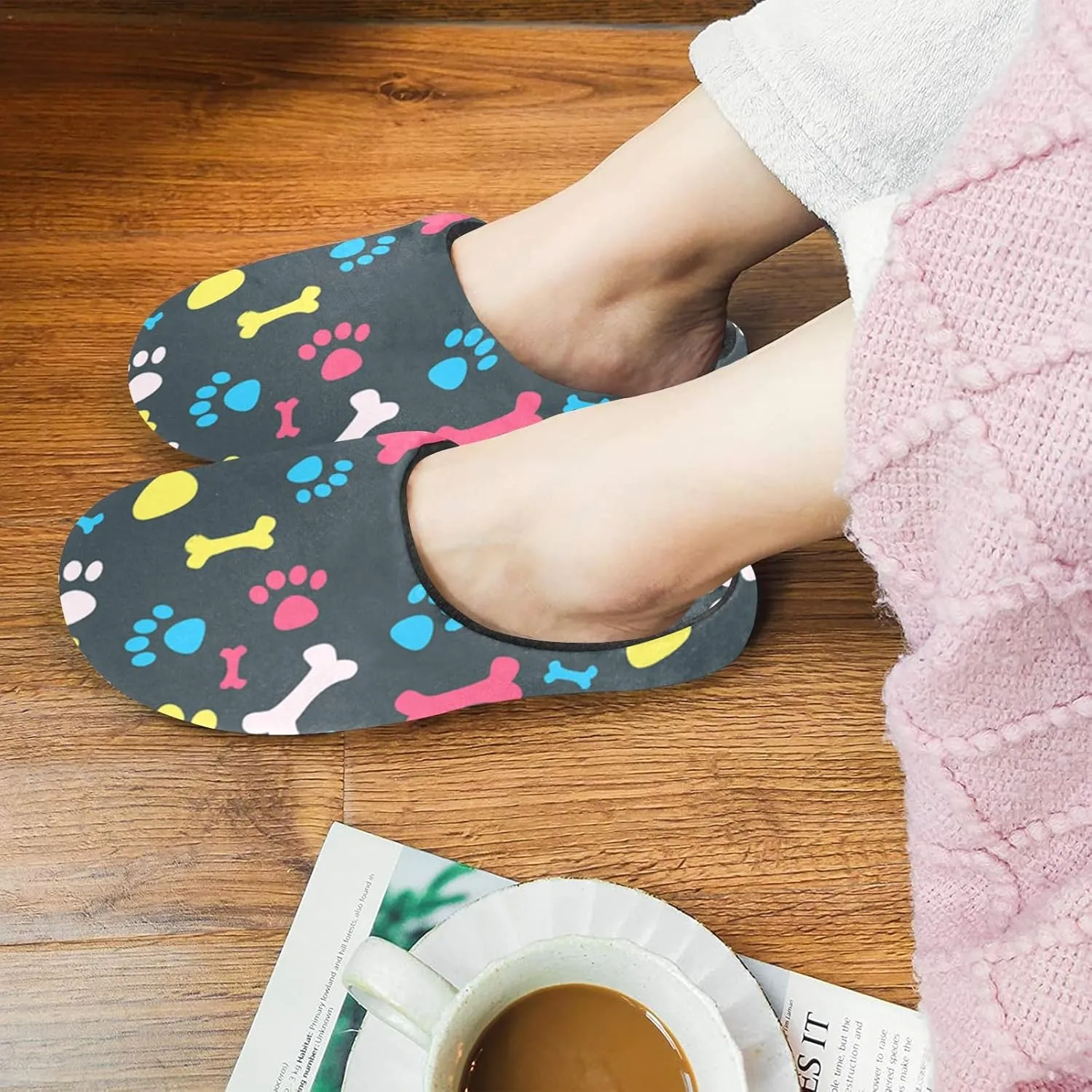 Pitovozu Dogs Watercolor Painting Slippers for Women Men Slippers Retro Soft Plush Warm Slip-on Slippers Cozy Indoor Outdoor Slippers