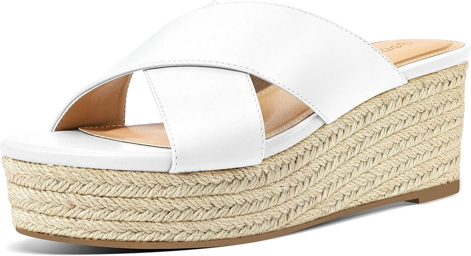 PIZZ ANNU Women's Misty Criss Cross Platform Wedge Sandals Open Toe Espadrille Heels Sandals for Casual Summer Slide Shoes