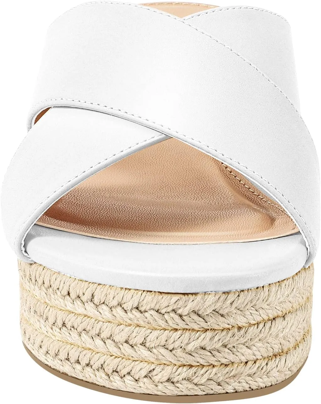 PIZZ ANNU Women's Misty Criss Cross Platform Wedge Sandals Open Toe Espadrille Heels Sandals for Casual Summer Slide Shoes