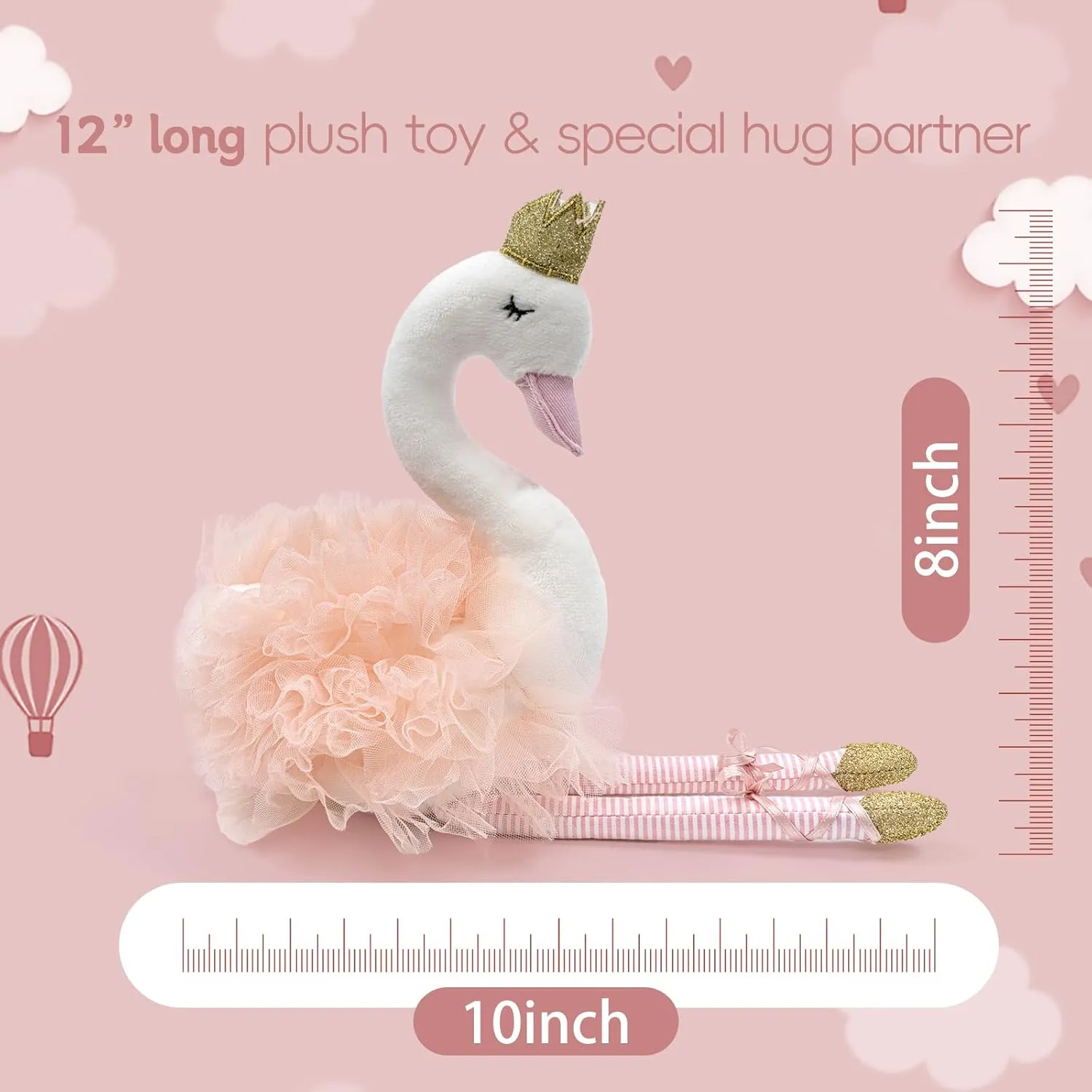 Plush Toy Stuffed Animals Ballet Swan for Girls 12in Tall, Stuffed Animals for Kids