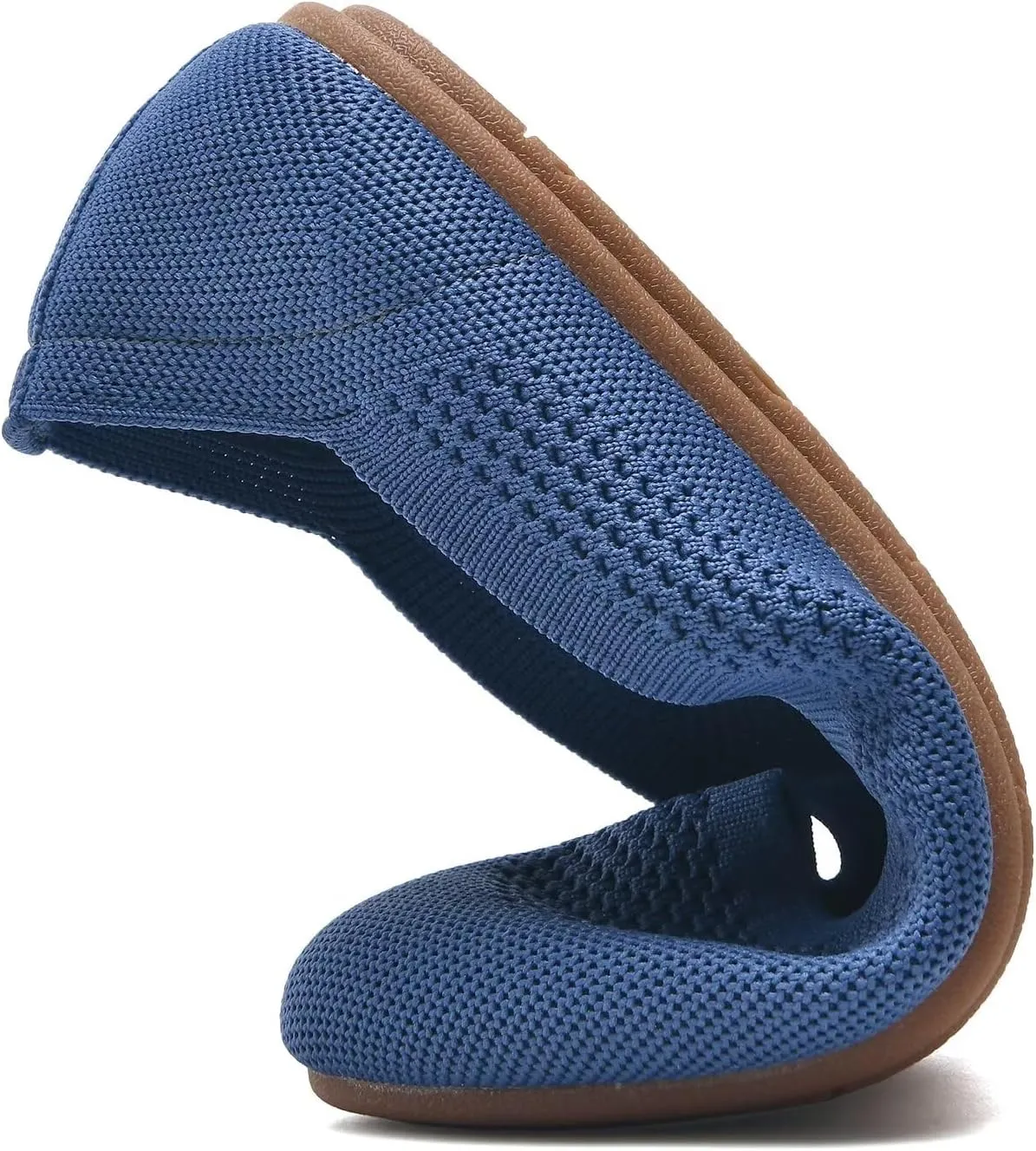 poemlady Women’s Ballet Flat Shoes Dress Shoes Knit Round Toe Slip On Ballerina Walking Flats Shoes for Woman Low Wedge Casual