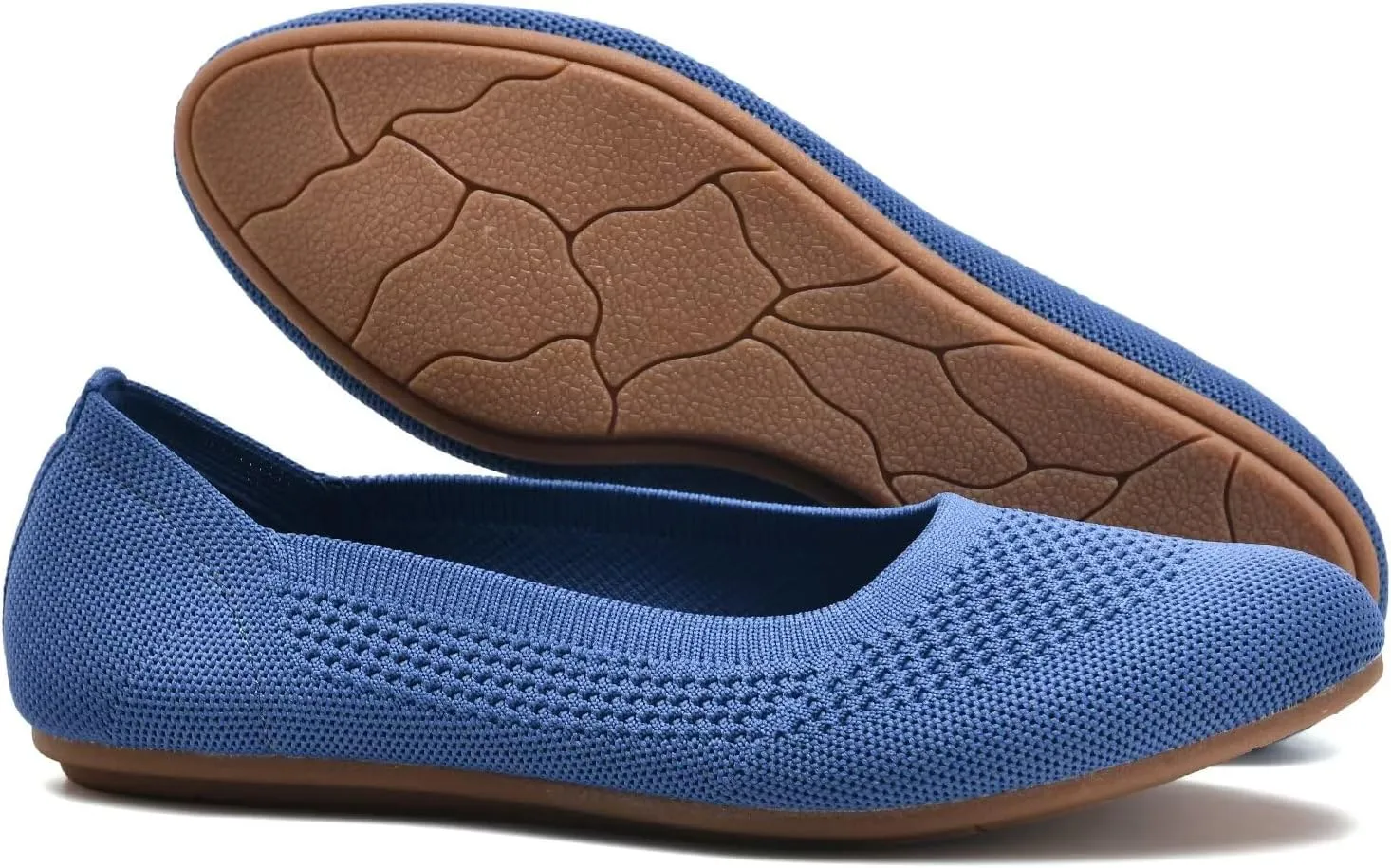poemlady Women’s Ballet Flat Shoes Dress Shoes Knit Round Toe Slip On Ballerina Walking Flats Shoes for Woman Low Wedge Casual