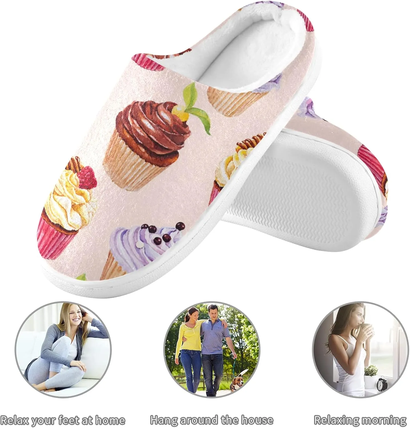 Poeticcity Unisex Memory Foam House Slippers Non-Skid Soft Warm Sole Coral Fleece Slip-on Closed Toe Hand Free Shoes for Bedroom Travel 6-17