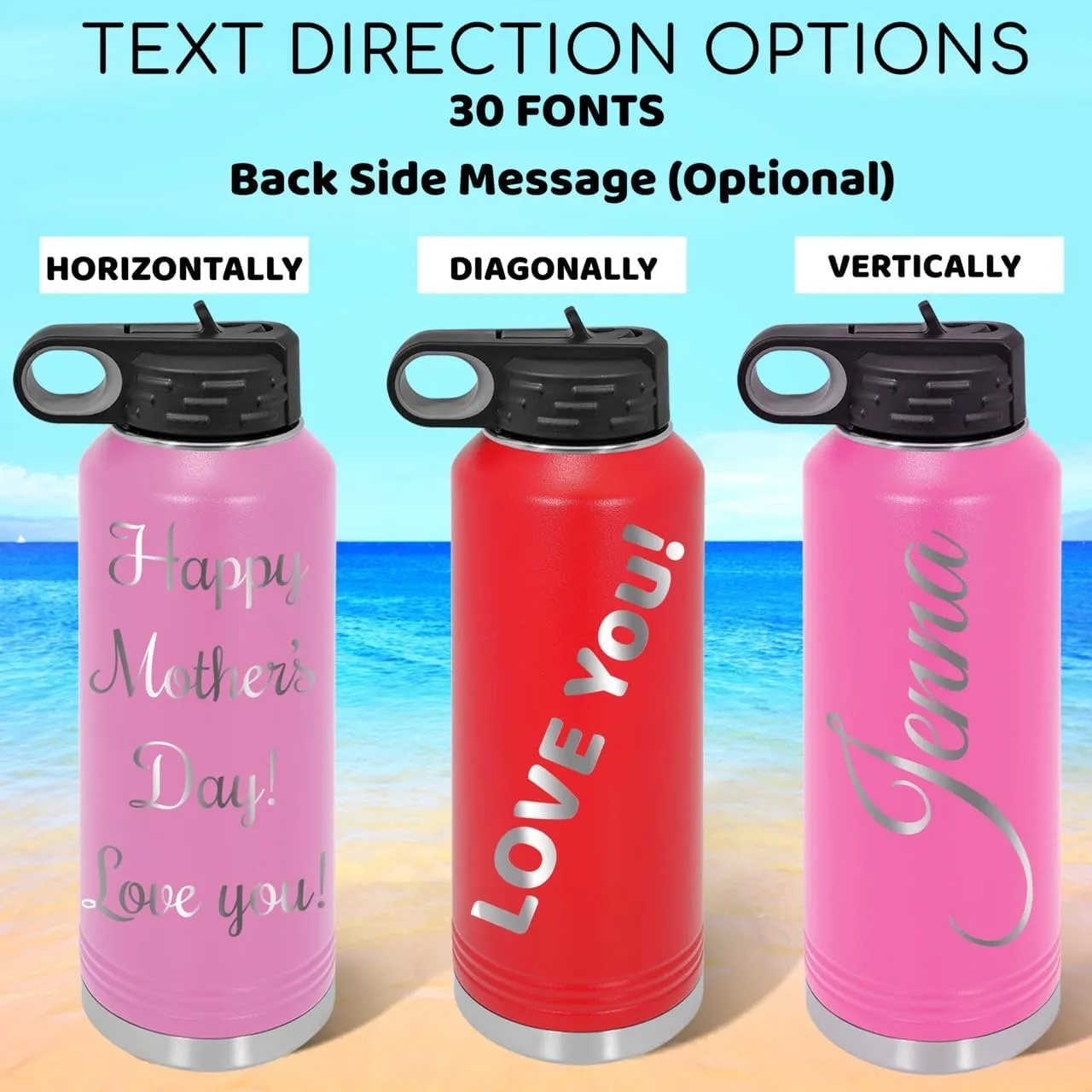 Polar Camel Personalized Water Bottles 32oz with Flip-Top Lid and Straw, Customized Vacuum Insulated Stainless Steel Sports Double Wall Thermos, Your Logo Name and Text Engraved in USA… (Maroon)