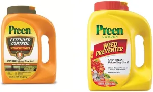 Preen Extended Control Weed Preventer - 4.93 lb. Bottle - Covers 805 sq. ft. & Garden Weed Preventer - 5.625 lb. - Covers 900 sq. ft.