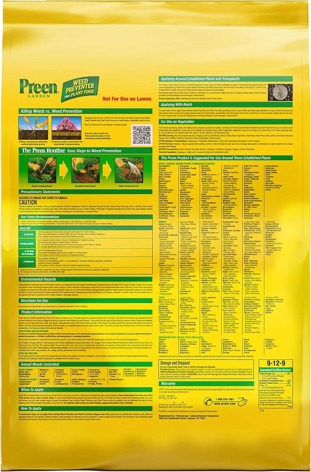 Preen Garden Weed Preventer Plus Plant Food - 31.3 lb. - Covers 5,000 sq. ft.