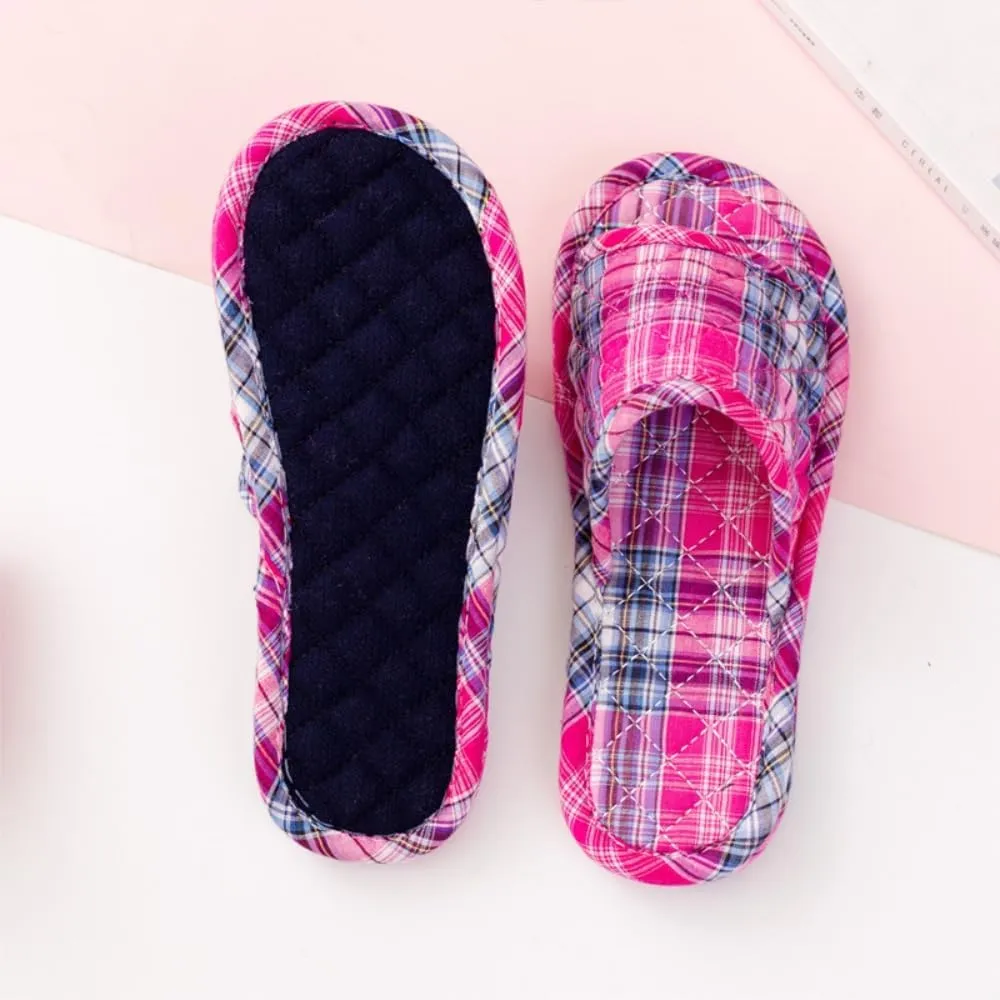 Premium Comfort All Seasons Checker Plaid Women's House Slippers Indoor Soft Home Slip On Shoes Cushion Sole