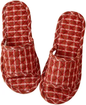 Premium Comfort All Seasons Checker Plaid Women's House Slippers Indoor Soft Home Slip On Shoes Cushion Sole