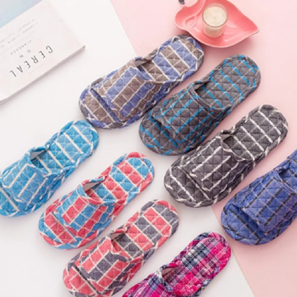 Premium Comfort All Seasons Checker Plaid Women's House Slippers Indoor Soft Home Slip On Shoes Cushion Sole