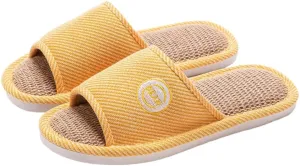 Premium Comfort All Seasons Cushion Sole Linen Bear Open Toe Women's House Slippers Indoor Soft Home Slip On Shoes