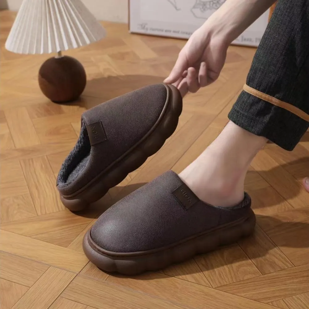 Premium Comfort Suede Thermal Non Slip Men's Fuzzy House Slippers Inddor Soft Warm Furry Shoes Memory Foam Sole