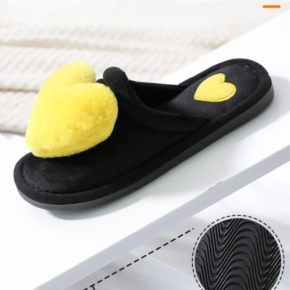 Premium Comfort Thermal Cute Heart Sunflower Non Slip Women's Fuzzy House Slippers Indoor Soft Warm Kawaii Furry Shoes