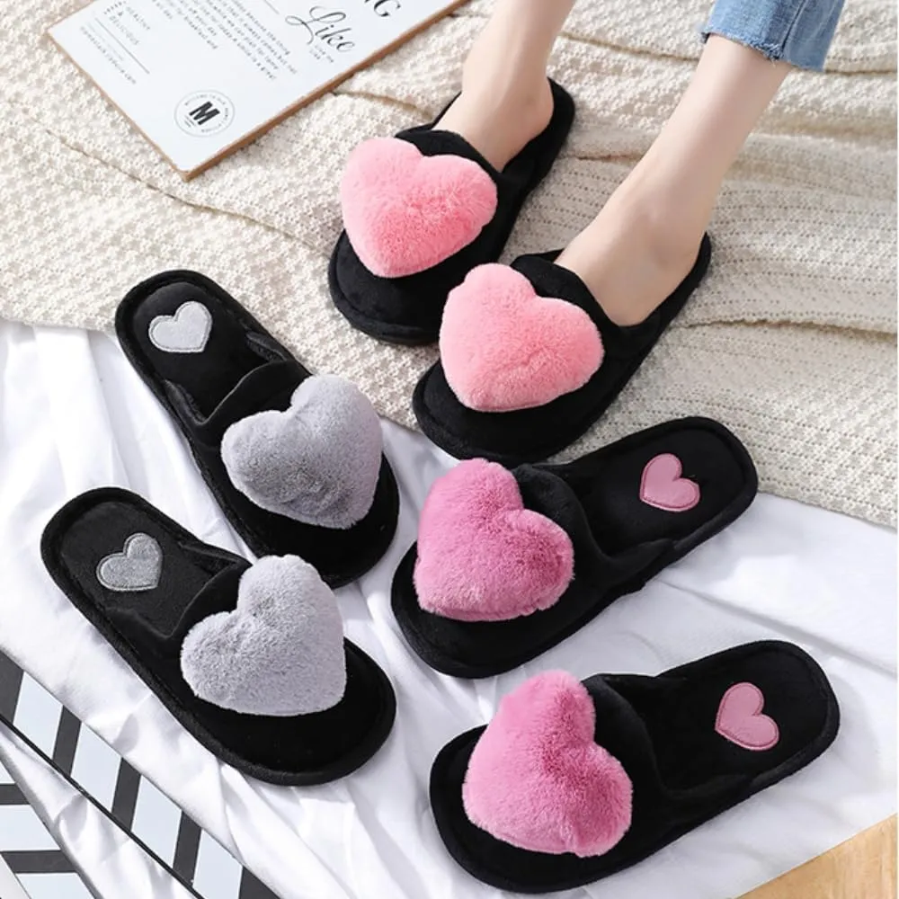 Premium Comfort Thermal Cute Heart Sunflower Non Slip Women's Fuzzy House Slippers Indoor Soft Warm Kawaii Furry Shoes