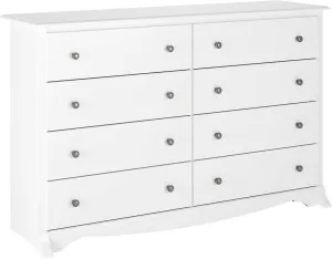 Prepac Sonoma 8 Drawer Double Dresser for Bedroom, Wide Chest of Drawers, Bedroom Furniture, Clothes Storage and Organizer, 17.25" D x 59" W x 37" H, White