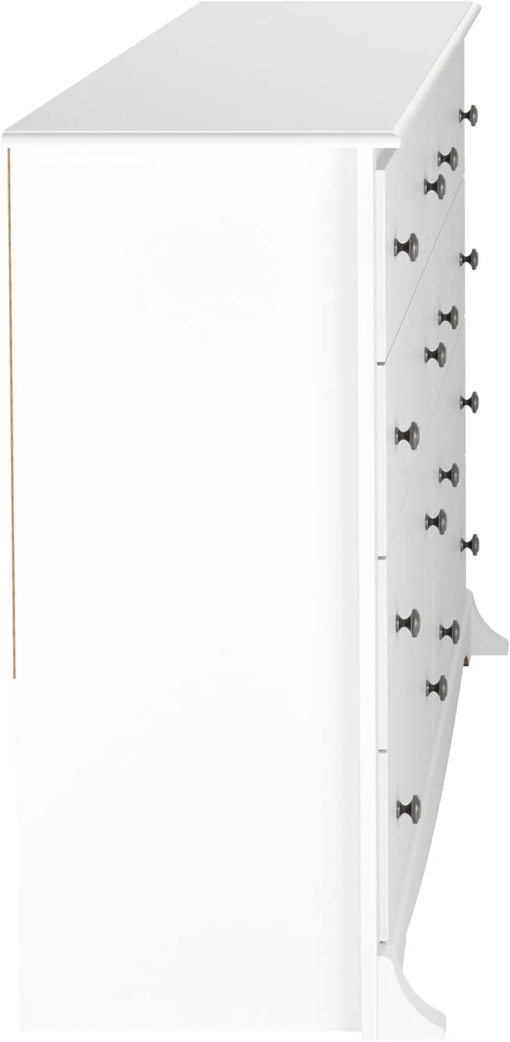 Prepac Sonoma 8 Drawer Double Dresser for Bedroom, Wide Chest of Drawers, Bedroom Furniture, Clothes Storage and Organizer, 17.25" D x 59" W x 37" H, White