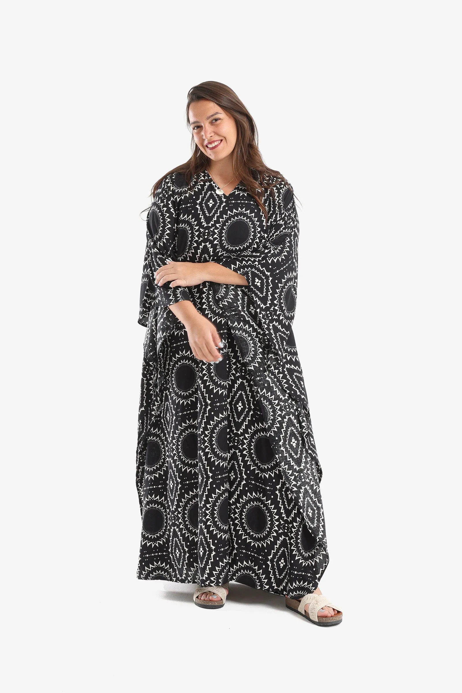 Printed Maxi Poncho Dress