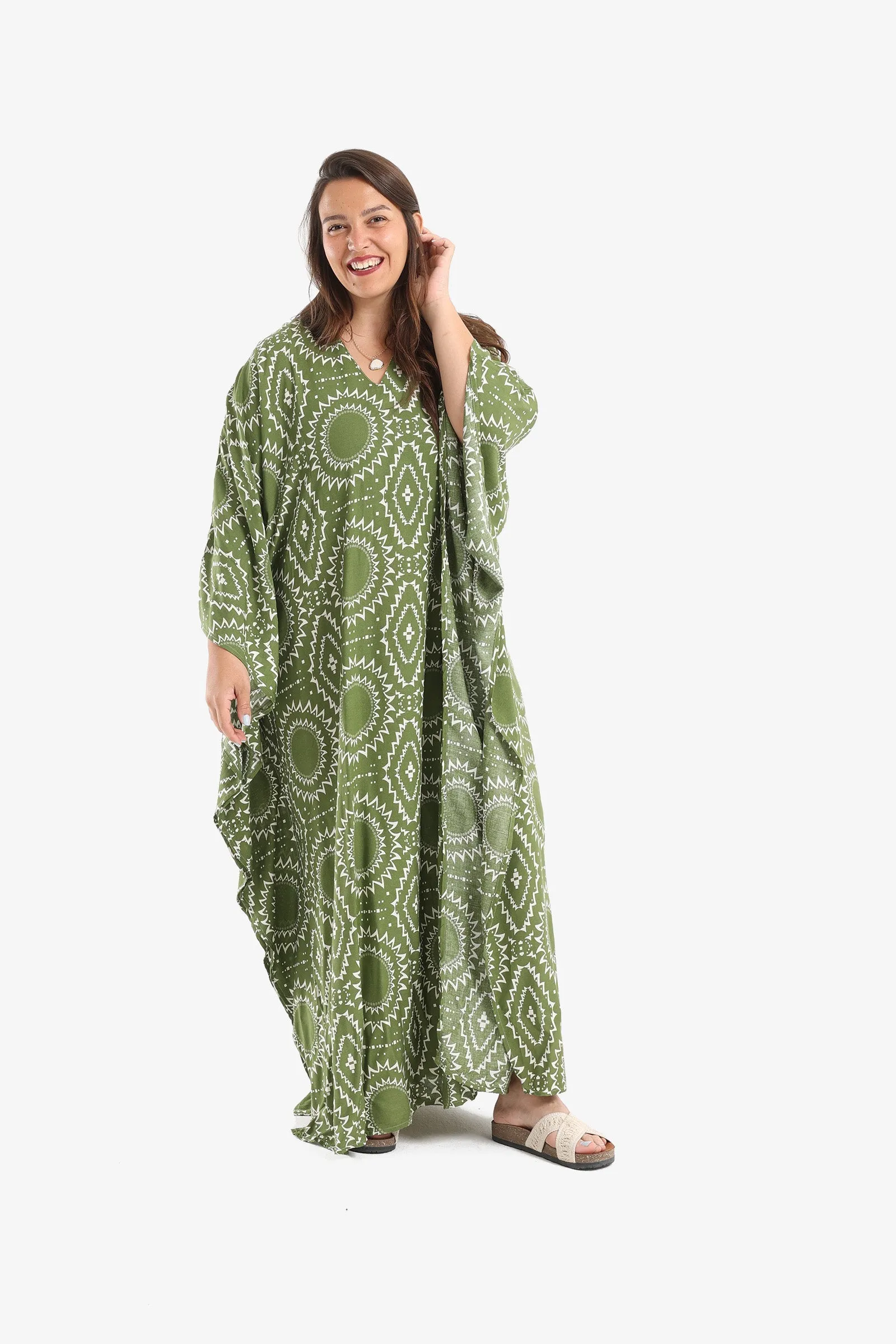 Printed Maxi Poncho Dress