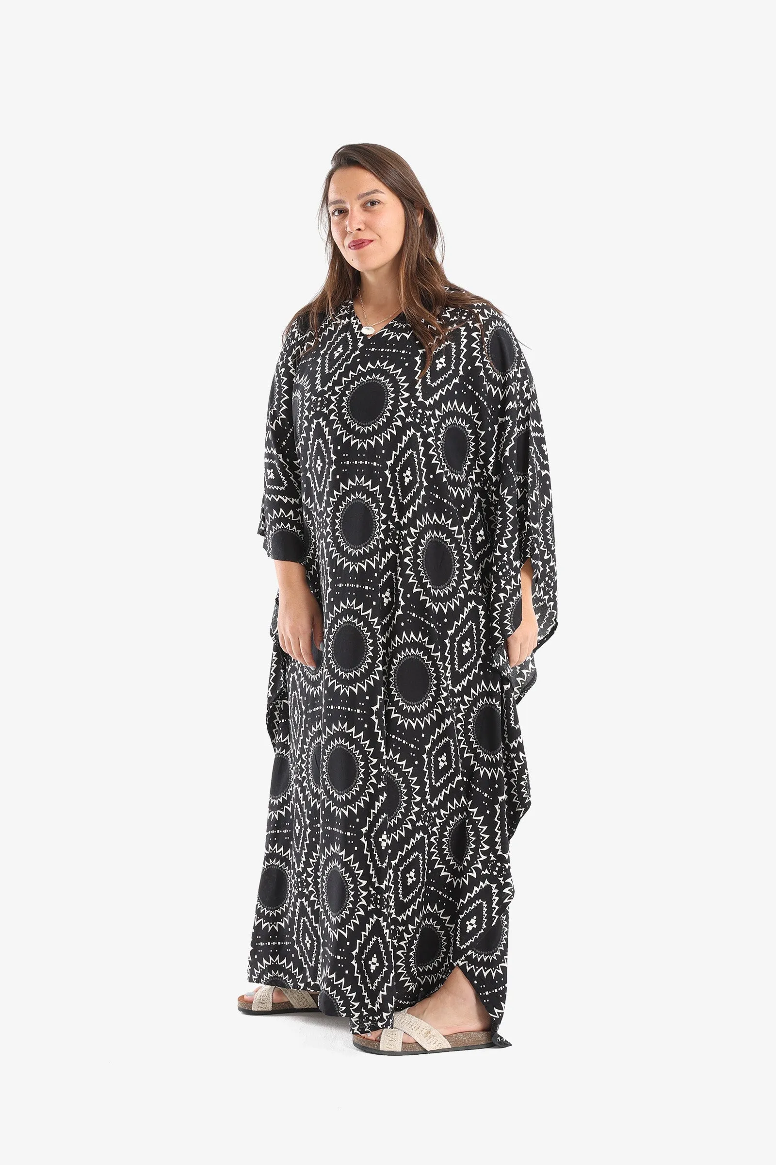 Printed Maxi Poncho Dress