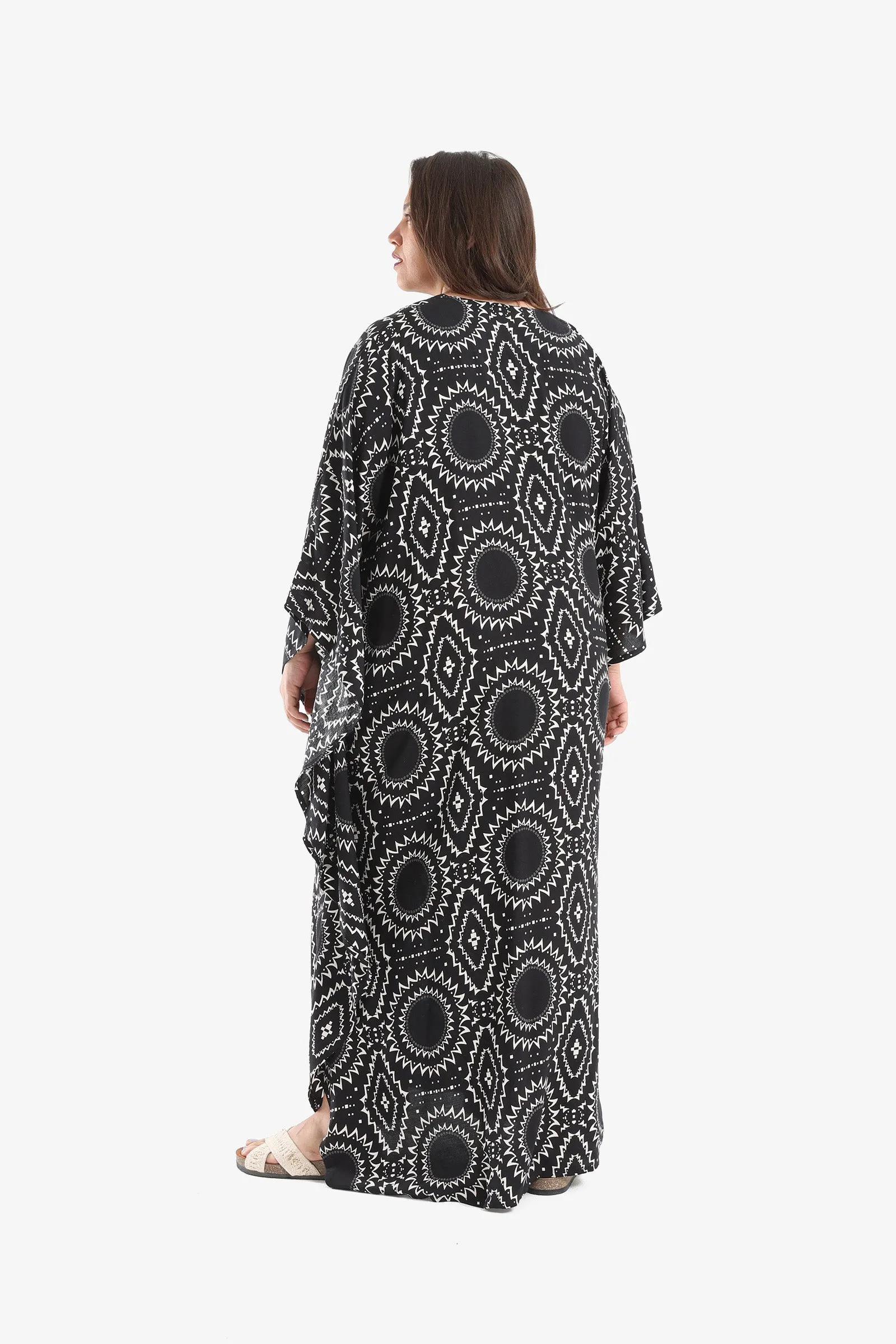 Printed Maxi Poncho Dress