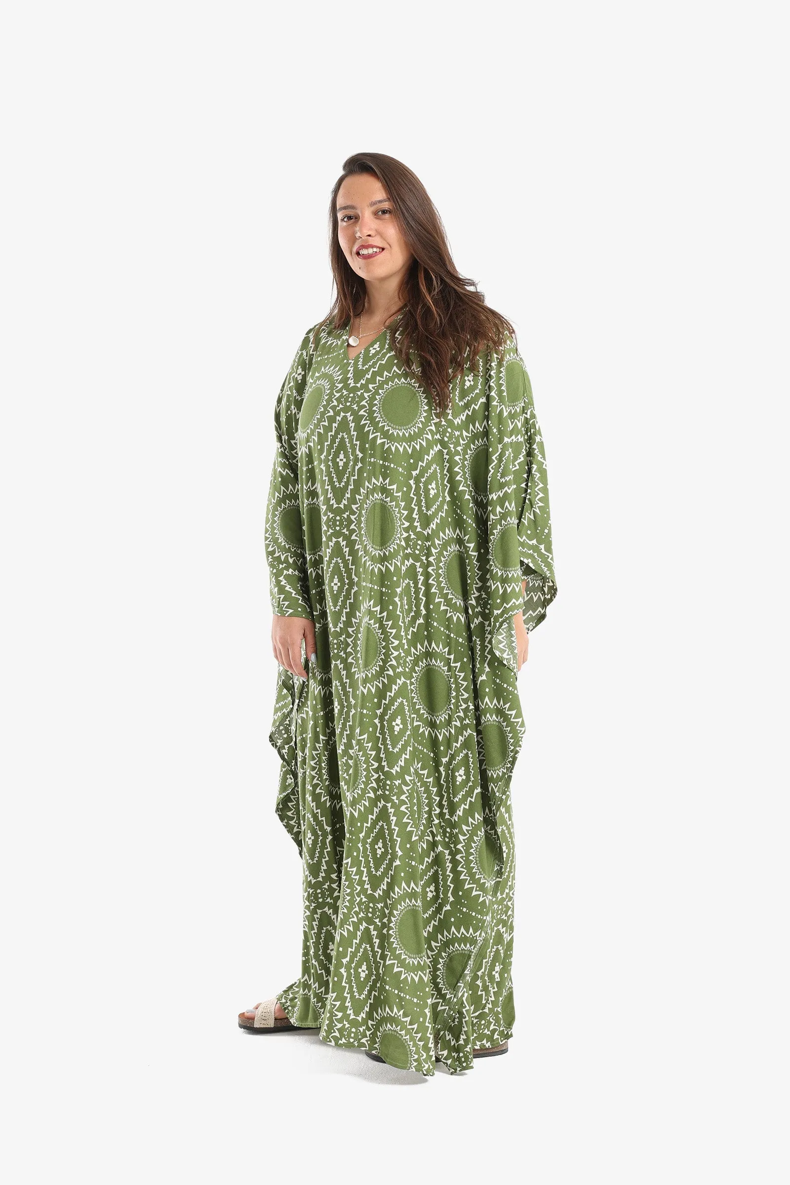 Printed Maxi Poncho Dress