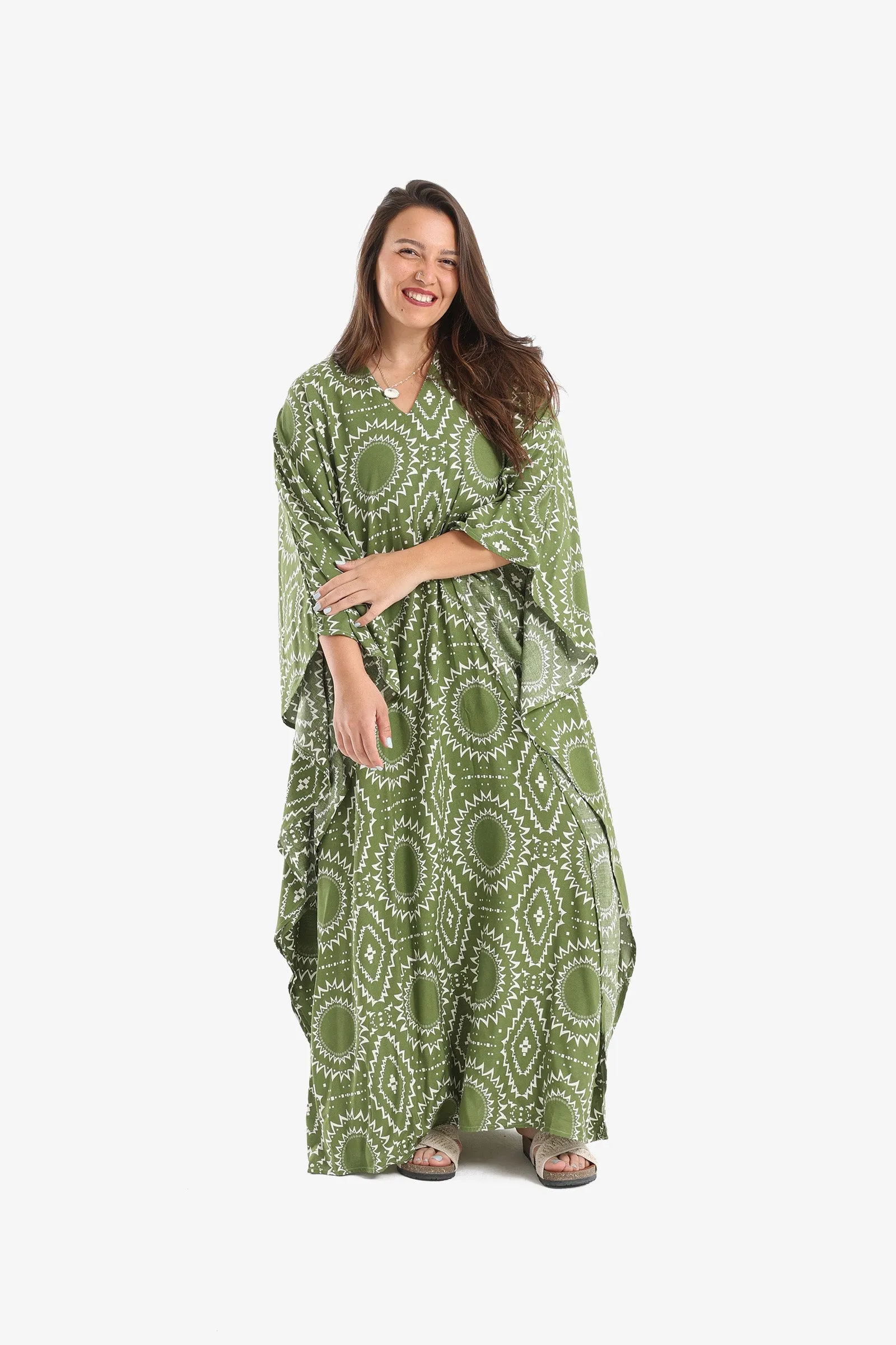 Printed Maxi Poncho Dress