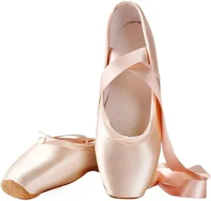 Professional Ballet Pointe Shoes with Genuine Leather Sole Women Satin Ballet Shoes with Ribbons for Professional Ballerina(41) Pink